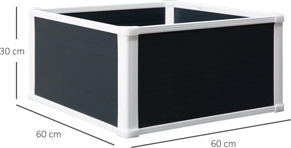 Outsunny Donica z Podnoszonym Łóżkiem Drenaż do Warzyw Ziół Szara 60x60x30cm | Aosom PL