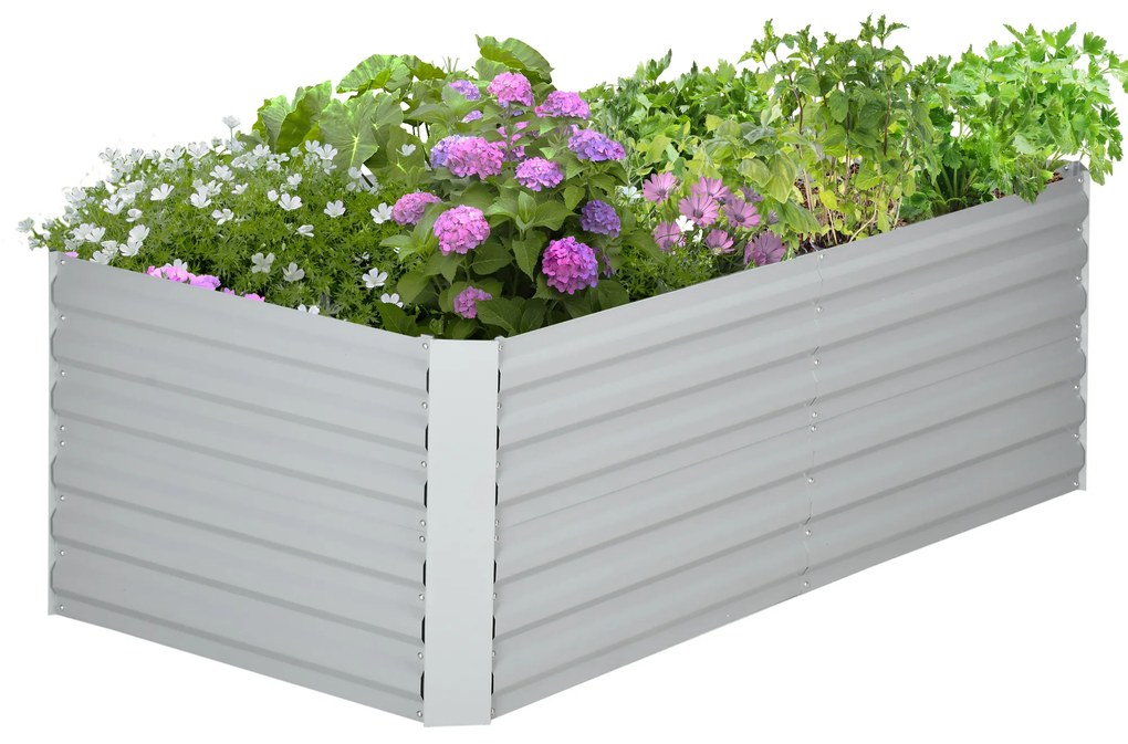 Outsunny Skrzynka na rośliny, Przenośna grządka do sadzenia, pielęgnacji roślin, Wysoki grząd, Stal, Jasnoszary