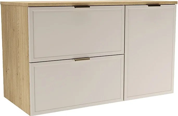 Szafka pod Umywalkę z Koszem na Pranie 100cm Fronty Ramka Dąb Cremona / Kaszmir Roma