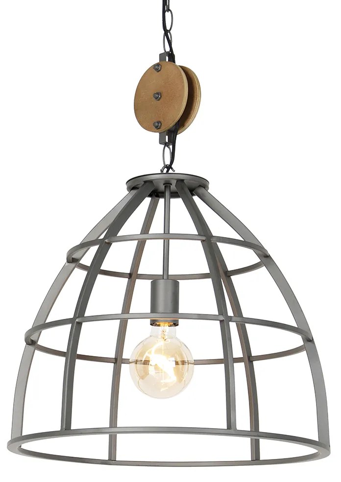 Industrialna lampa wisząca ciemnoszara z drewnem 47 cm - ArthurPrzemysłowy Oswietlenie wewnetrzne