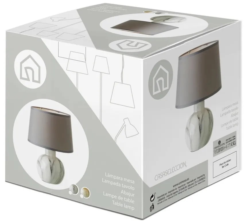 Beżowa ceramiczna lampa stołowa z tekstylnym kloszem (wys. 26,5 cm) – Casa Selección