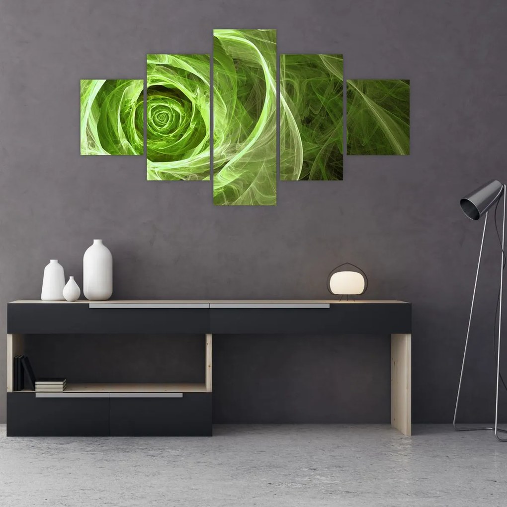Obraz - Abstrakcyjny zielony róż (125x70 cm)
