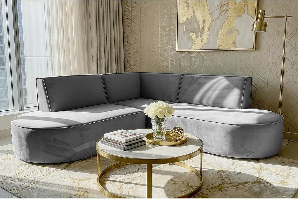 Narożnik Parma Corner mini, do salonu, tkanina Tiffany, szary (16)