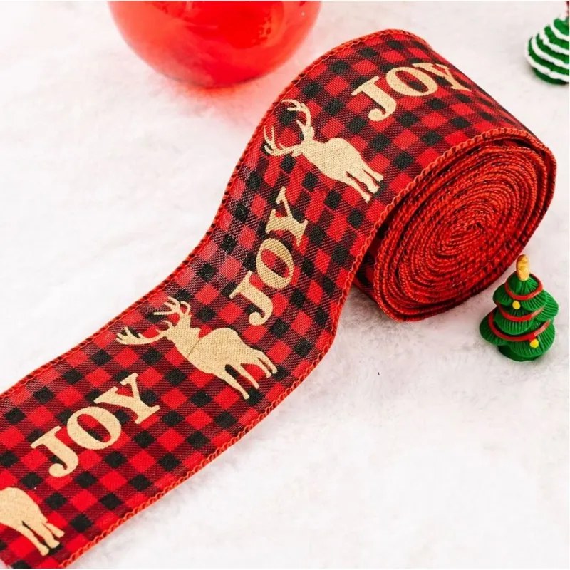 Wstążka świąteczna JOY 5 cm x 5 m, czerwona