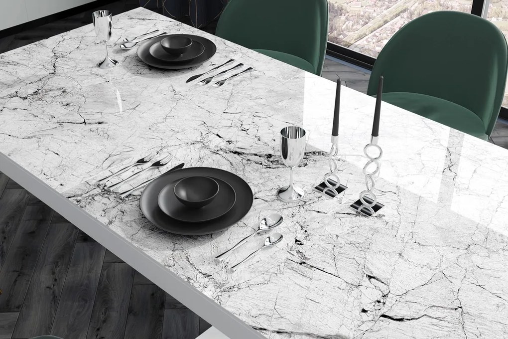 Stół rozkładany z marmurowym blatem Bella Hubertus marmur połysk