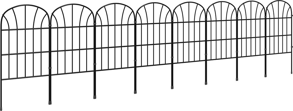 Outsunny Ogrodzenie ogrodowe, 8 elementów, metalowa rama dopasowująca się do kształtu, podział przestrzeni, 264x61 cm, Czarny