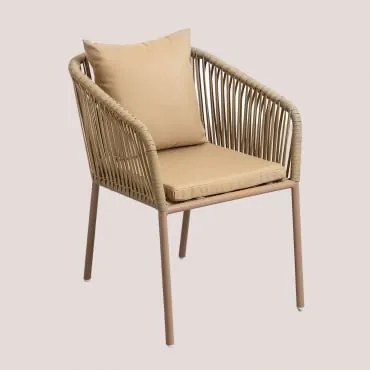 Zestaw 4 Krzeseł Jadalnianych Z Podłokietnikami Z Plecionej Liny Arhiza Classic Dried Herb - Sklum