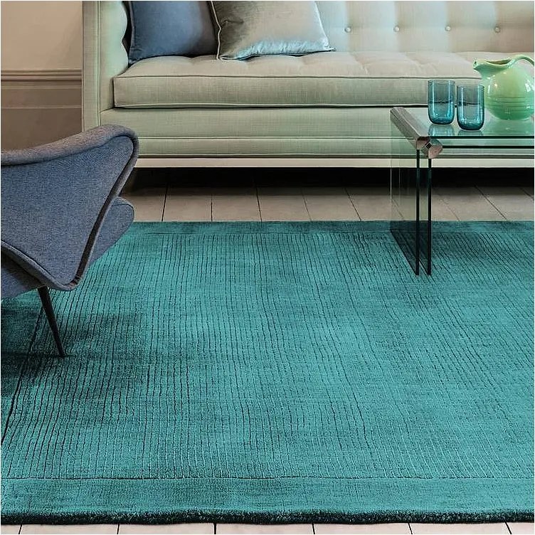 Nowoczesny dywan, ręcznie tkany w 100% wełna - 120x170cm - zielono-niebieski - York