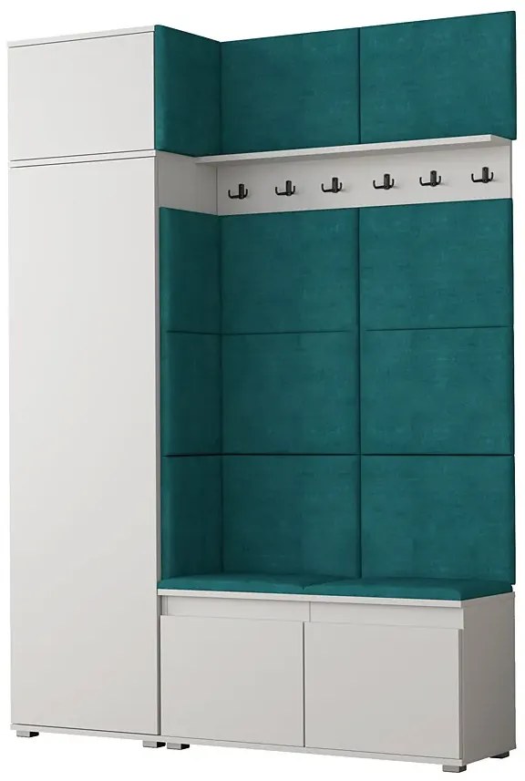 Garderoba z szafką na buty biały + butelkowa zieleń A3-B81