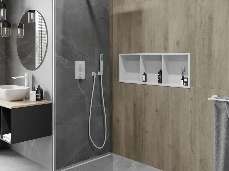 Mexen X-Wall-R półka wnękowa z kołnierzem i półką 90 x 30 cm, biała - 1920903010S