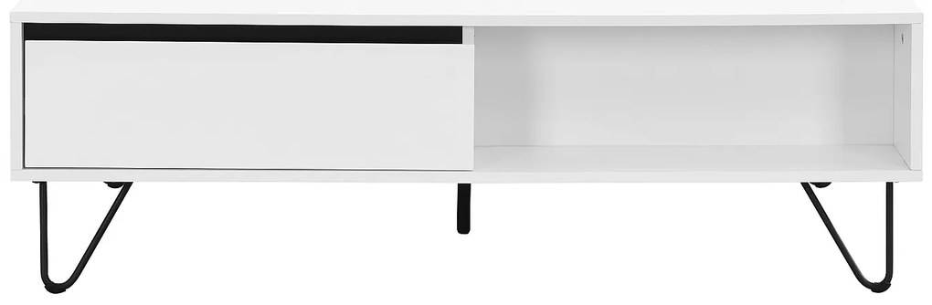 Stolik kawowy z 2 szufladami i 2 wnękami z MDF i stali - Biały i Czarny - ABUJA marki Pascal Morabito