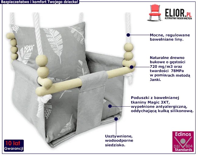 Kubełkowa huśtawka dla niemowlaka piórka M5-K67
