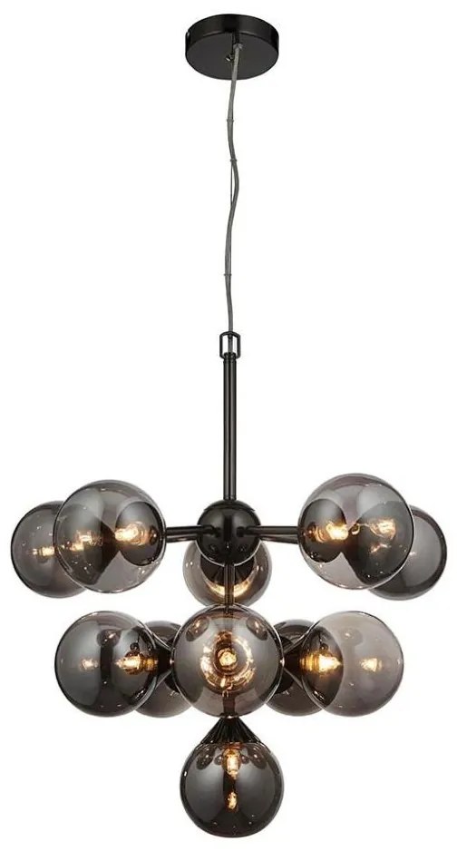 Endon 101147 - Żyrandol na przewodzie OSCAR 11xG9/18W/230V czarny/przydymiony