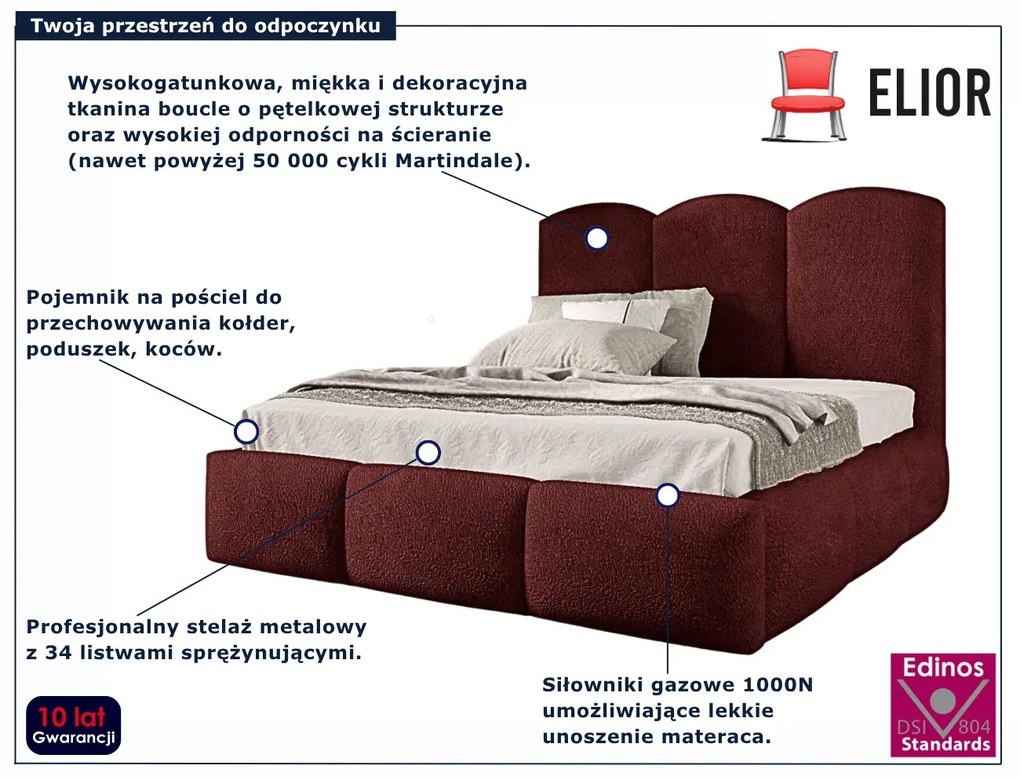 Bordowe łóżko chmurka z pojemnikiem 5 rozmiarów S2-E55