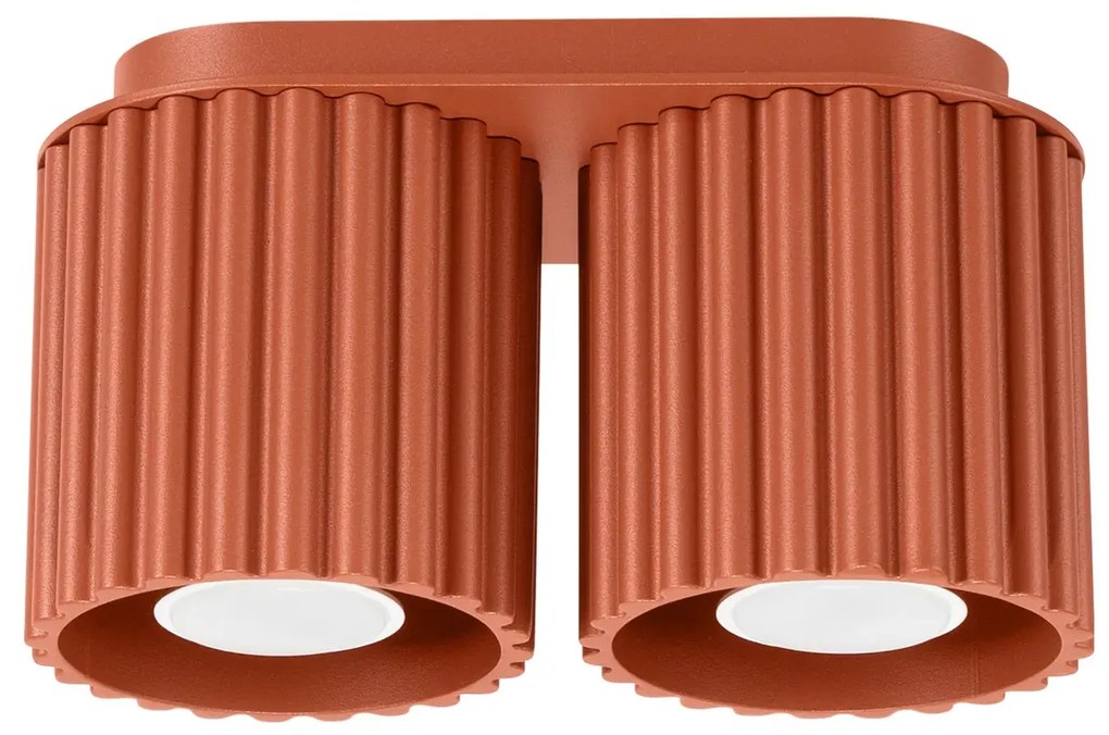 Plafon dwupunktowy AURA 2 ochra czerwona GU10 ryflowany SOLLUX LIGHTING