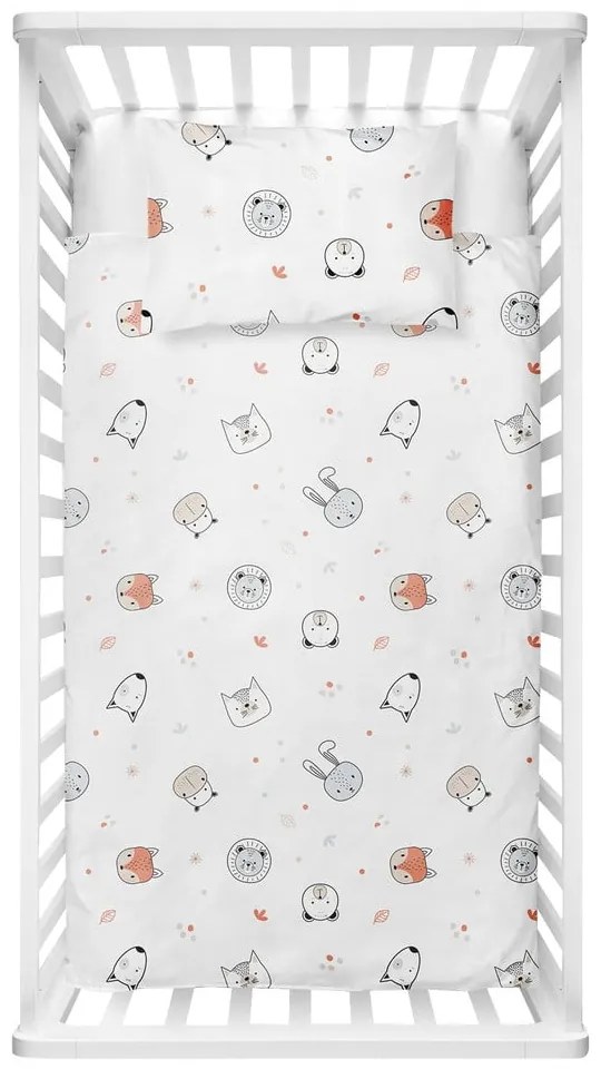 Biała pościel dziecięca do łóżeczka z bawełny renforcé 100x150 cm Safari – Mijolnir