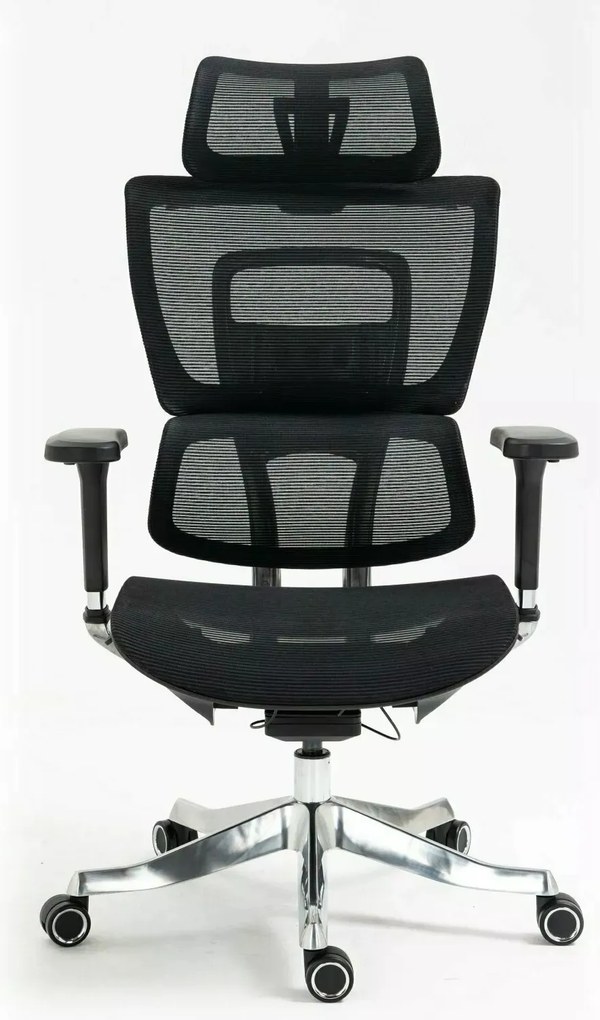 Czarny ergonomiczny fotel do biura Winner Lux, zgodny z normą BHP