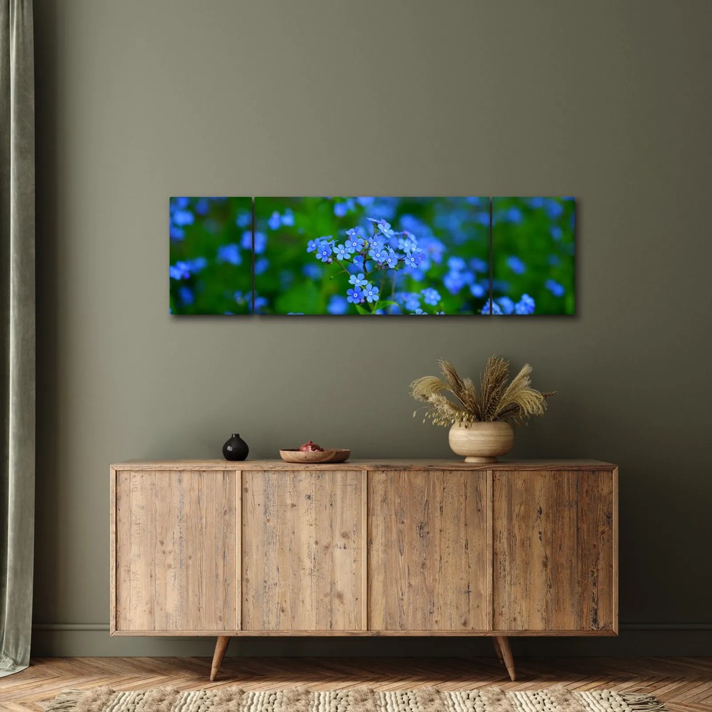 Obraz niebieskich kwiatów (170x50 cm)