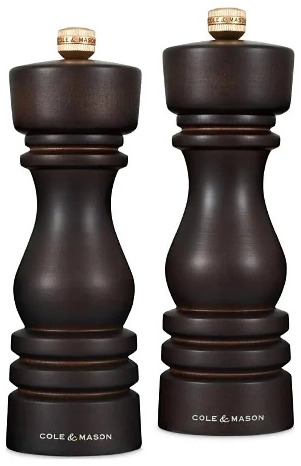 Cole&Mason - Zestaw młynków do soli i pieprzu LONDON 2 szt. 18 cm buk/brąz