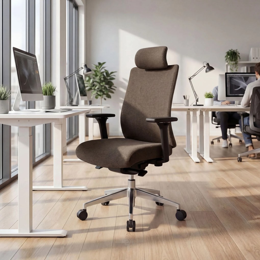 Fotel biurowy ergonomiczny obrotowy brązowy: VECTOR