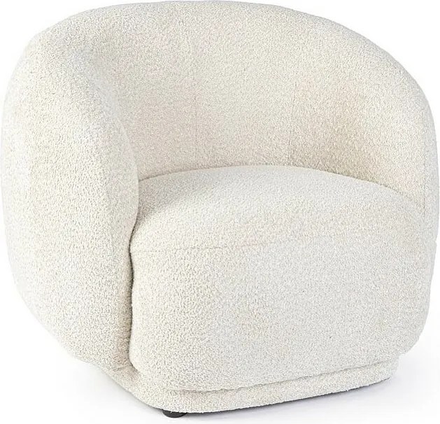 Fotel z naturalnej tkaniny z efektem bouclé - TECLA