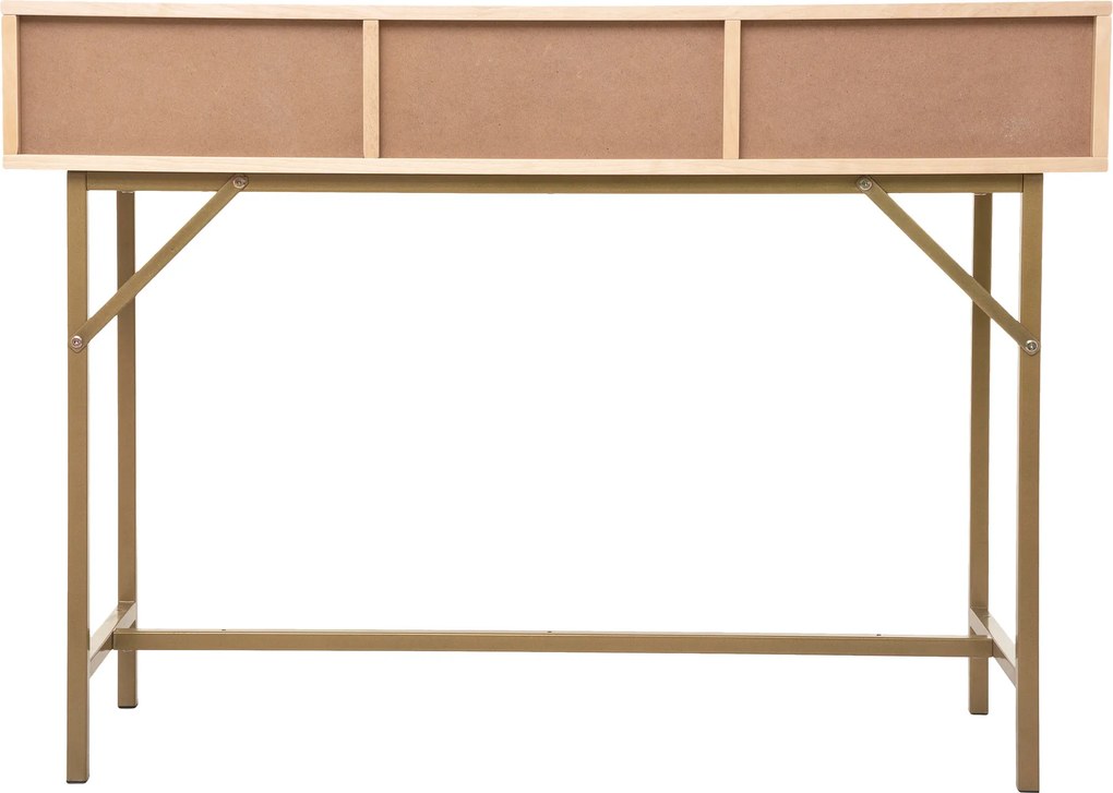 Wąska konsola boho RAYO z 3 szufladami i plecionką wiedeńską