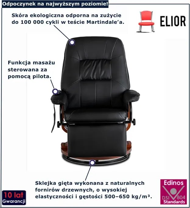 Czarny fotel wypoczynkowy z funkcją obracania - Swiv