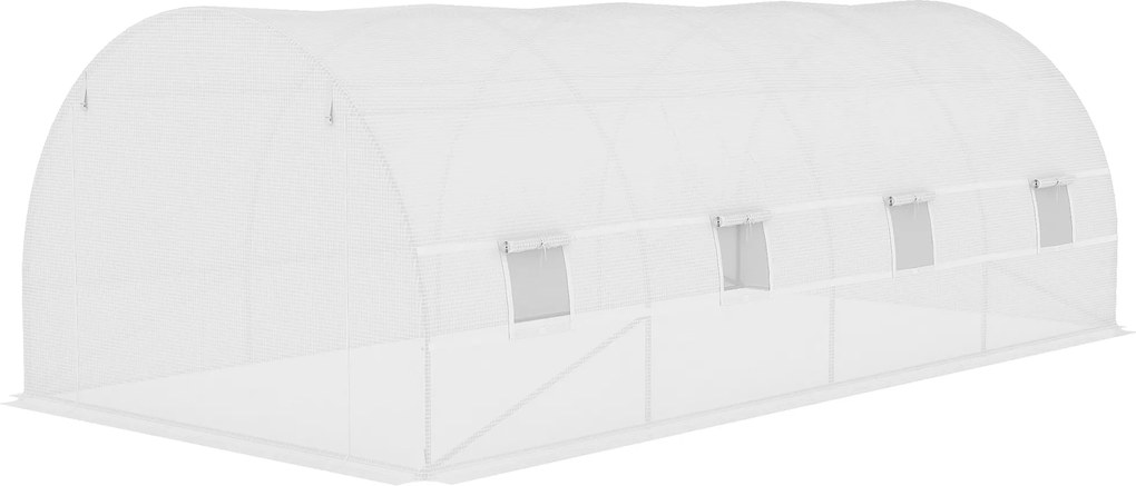 Outsunny Folia zamienna do szklarni 6x3x2 m, wytrzymała, odporna na rozdarcia, 12 okien, drzwi, Zielona