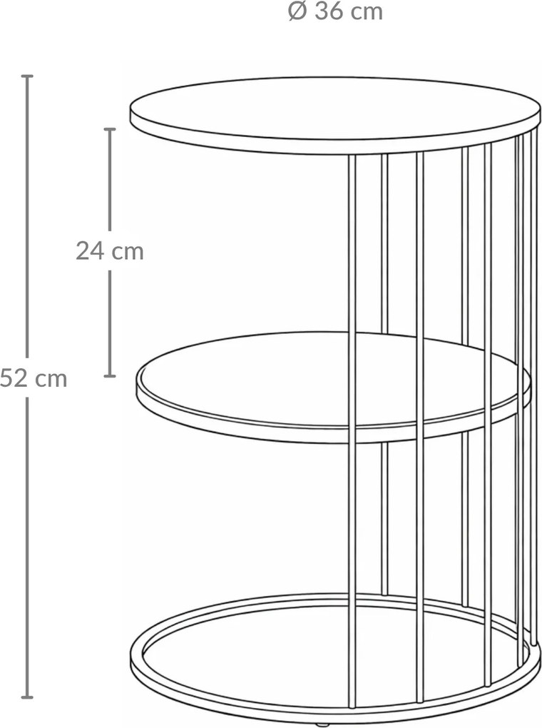 Okrągły stolik kawowy z metalu, z półką RODA, 52 cm
