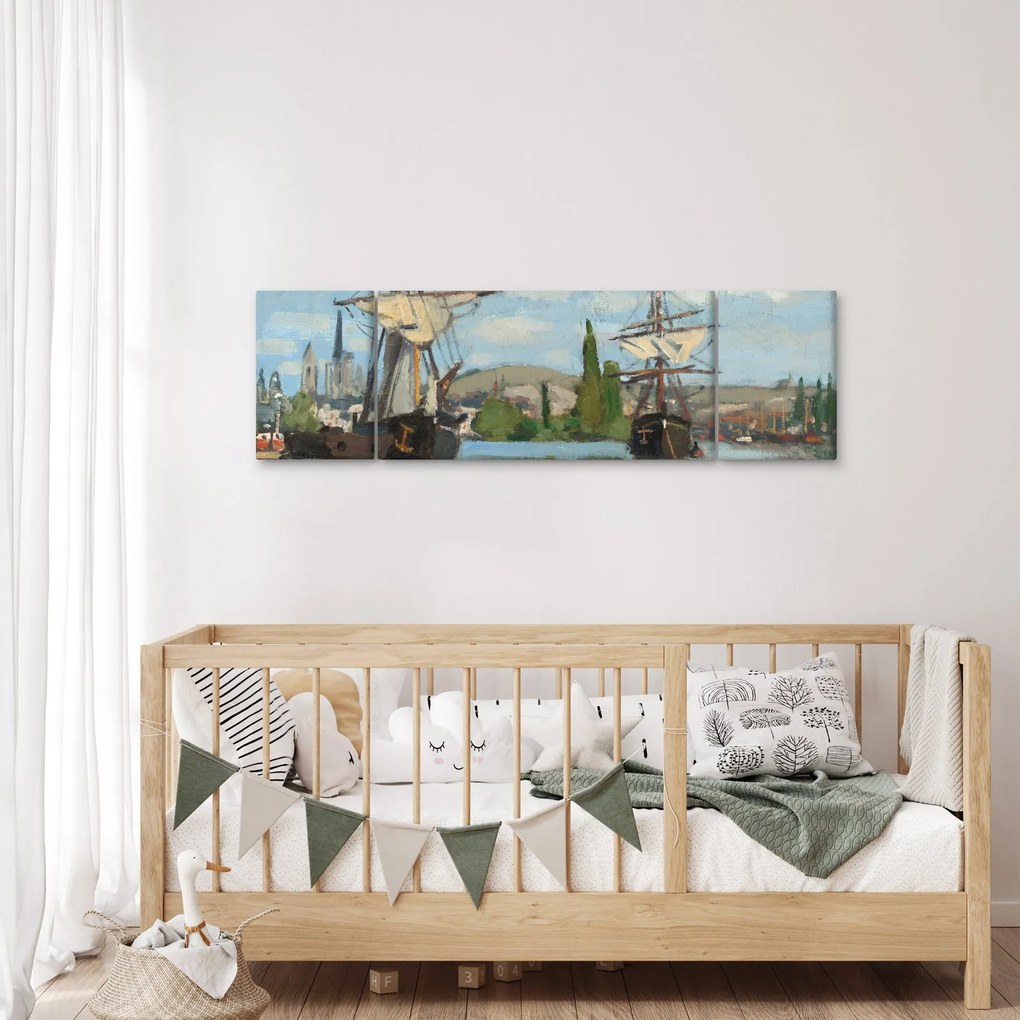 Obraz - Claude Monet, Ships Riding on the Seine at Rouen, reprodukcje (170x50 cm)