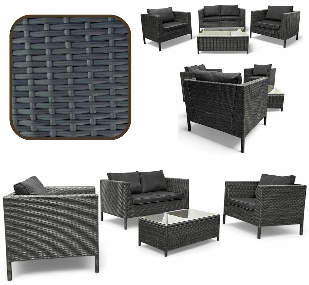 Zestaw mebli do ogrodu Breza, kolor szary, poduszki szare