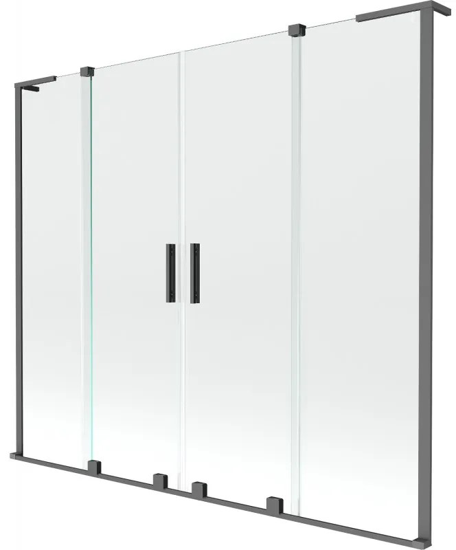 Mexen Velar L Duo parawan nawannowy 2-skrzydłowy rozsuwany 180 x 150 cm, transparent, gun metal - 896-180-003-02-95