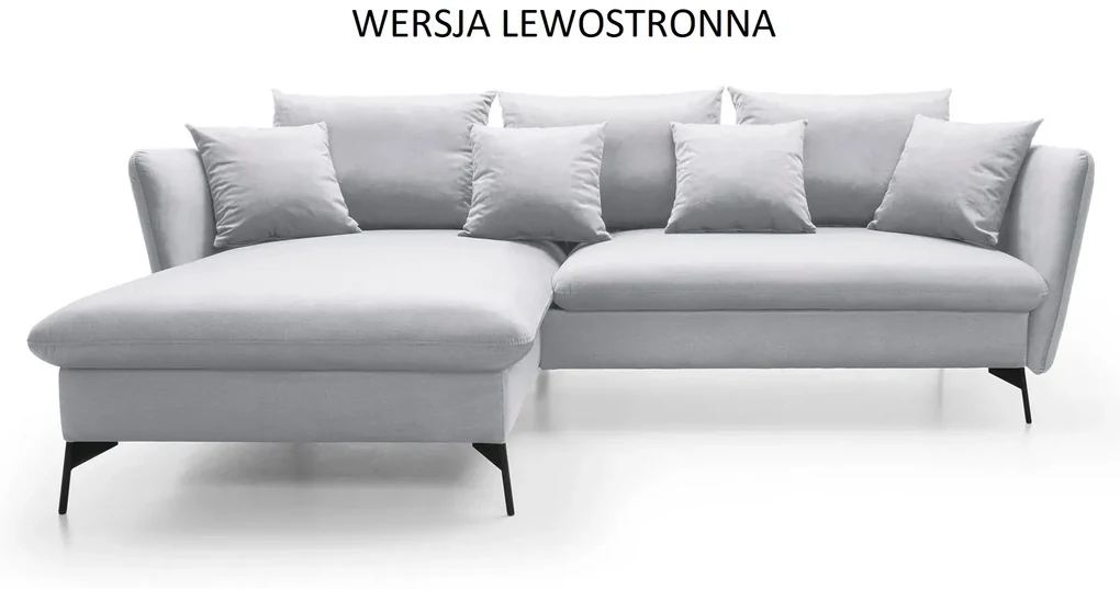 Narożnik z funkcją spania LINDA VELVET szary prawy/lewy PIASKI Meble