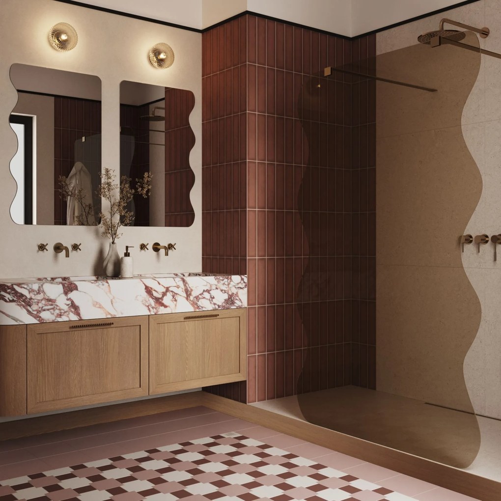 Ścianka prysznicowa Walk in szkło brązowe falowane 8mm MOLIS Wave Duo Brown MASSI | Różne rozmiary : Kolor profili kabiny - chrom / srebrny, Szerokość ścianki - 120 cm, Typ montażu - WALK IN
