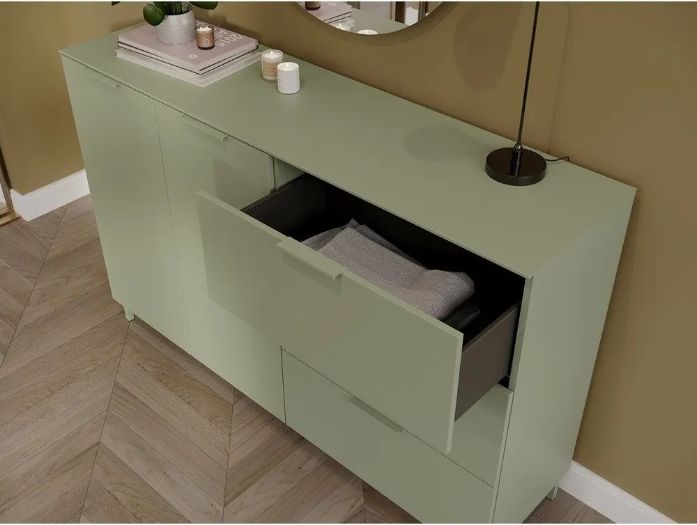 Zielona komoda z matowym wykończeniem 151x98x40 cm Savoca – Germania