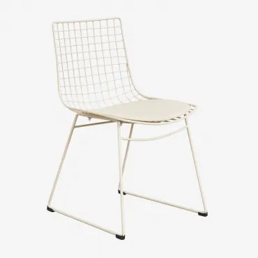 Zestaw 4 Stalowych Krzeseł Do Jadalni Renee Kremowa Tapioca & Sztucznej Skóry Kremowa Tapioca - Sklum