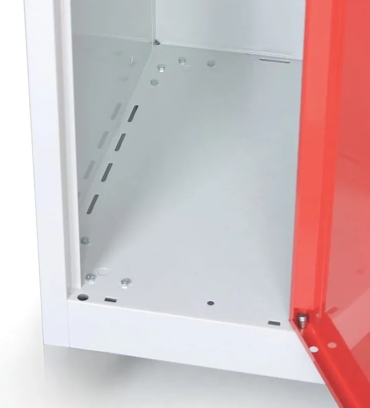 Metalowa szafka ubraniowa S8 na cokole, 2-drzwiowa, 1800 x 600 x 500 mm, zamek obrotowy, drzwi ciemnoszare