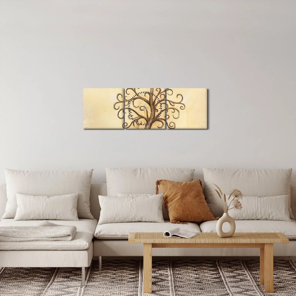 Obraz - Drzewo życia (z zegarem) (90x30 cm)