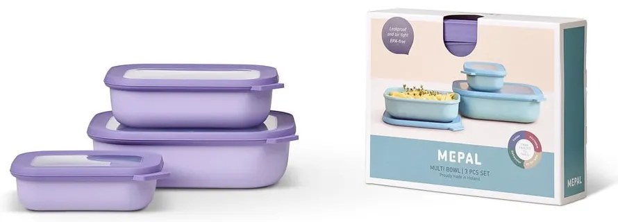 Pojemniki na żywność 3 szt. Vivid lilac – Mepal