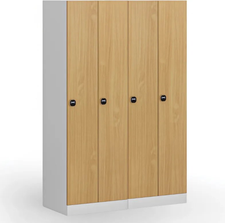 Szafka ubraniowa S1, 2-drzwiowa, 1850 x 600 x 500 mm, zamek RFID, drzwi laminowane, buk