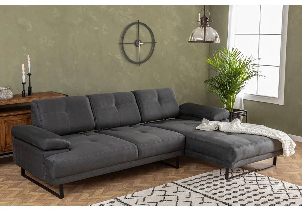 Ciemnoszara sofa narożna Artie Mustang, narożnik prawy