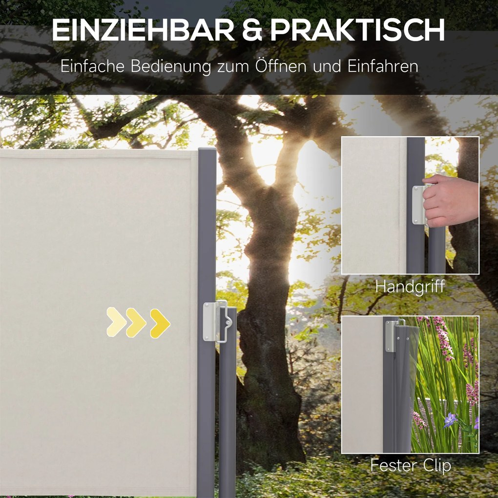 Outsunny Parawan boczny, rozsuwany, osłona, aluminium/poliester, 3 x 1 m, jasnoszary