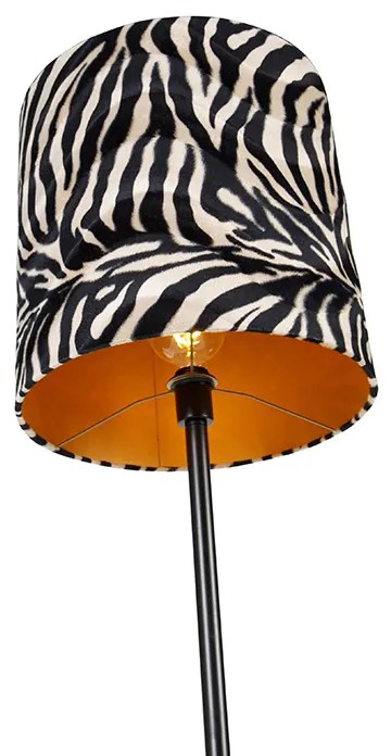 Nowoczesna lampa podłogowa z czarnym abażurem w zebrę 40 cm - Simplo Nowoczesny Oswietlenie wewnetrzne