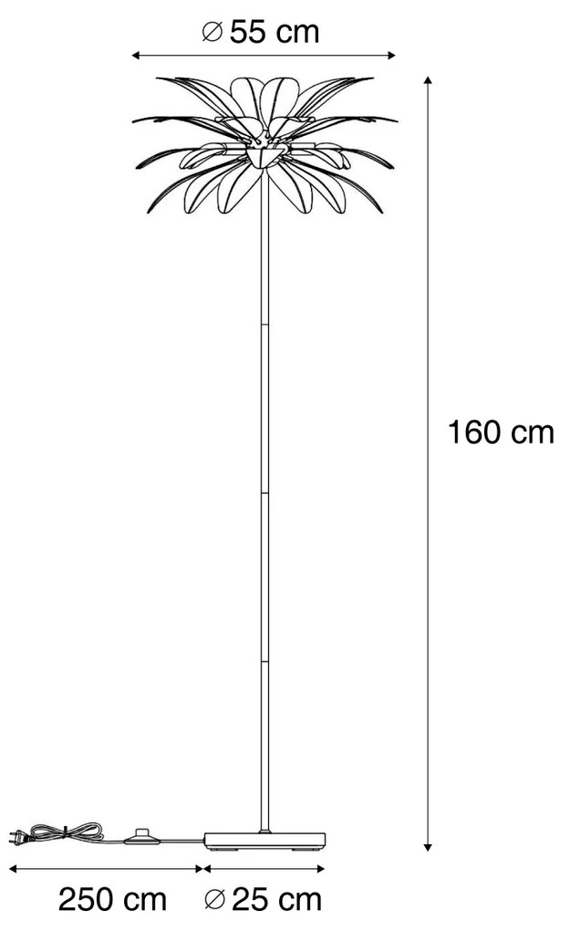 Lampa podłogowa Art Deco czarna z czarnymi piórami - Peahen ArtDeco Oswietlenie wewnetrzne