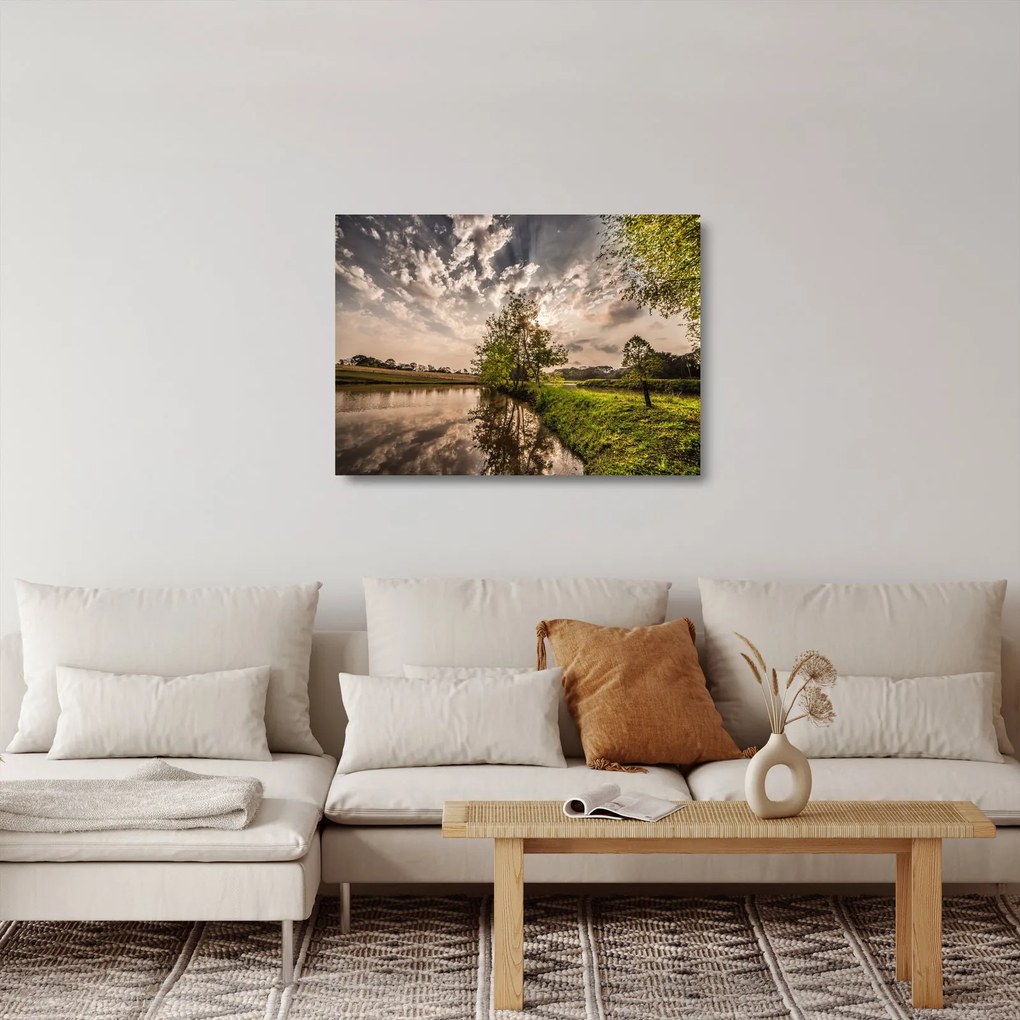 Obraz na szkle - natura z promieniami (70x50 cm)