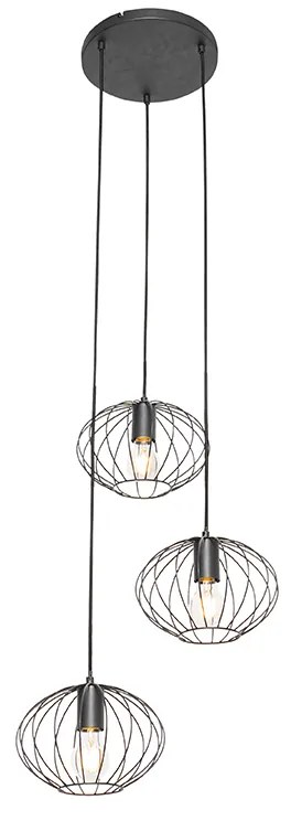 Industrialna lampa wisząca czarna 3-światłowa - MargaritaDesignerski Oswietlenie wewnetrzne