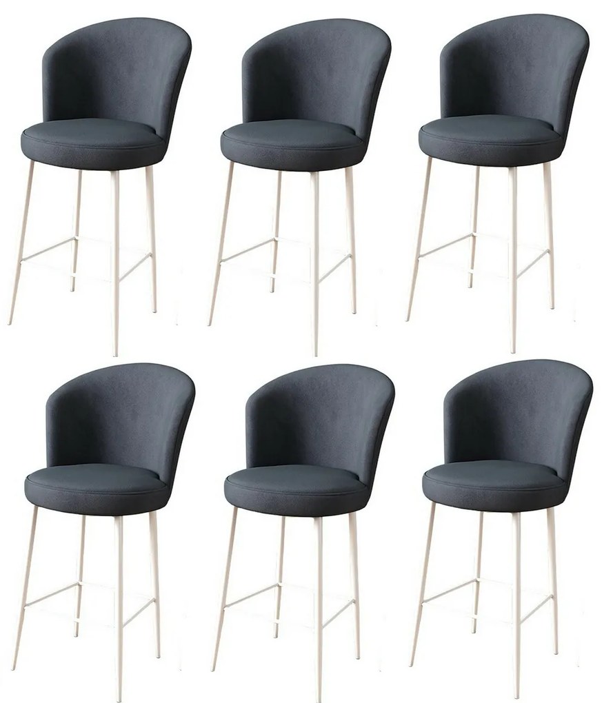 Zestaw krzeseł barowych Fora Anthracite and White, 6 szt., 6 szt.