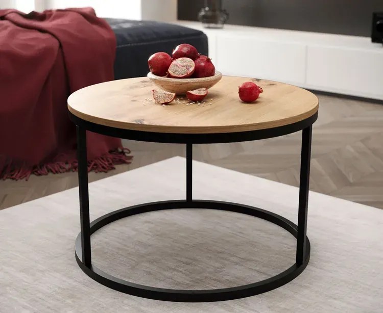 Okrągły nowoczesny stolik kawowy dąb artisan M5-B07