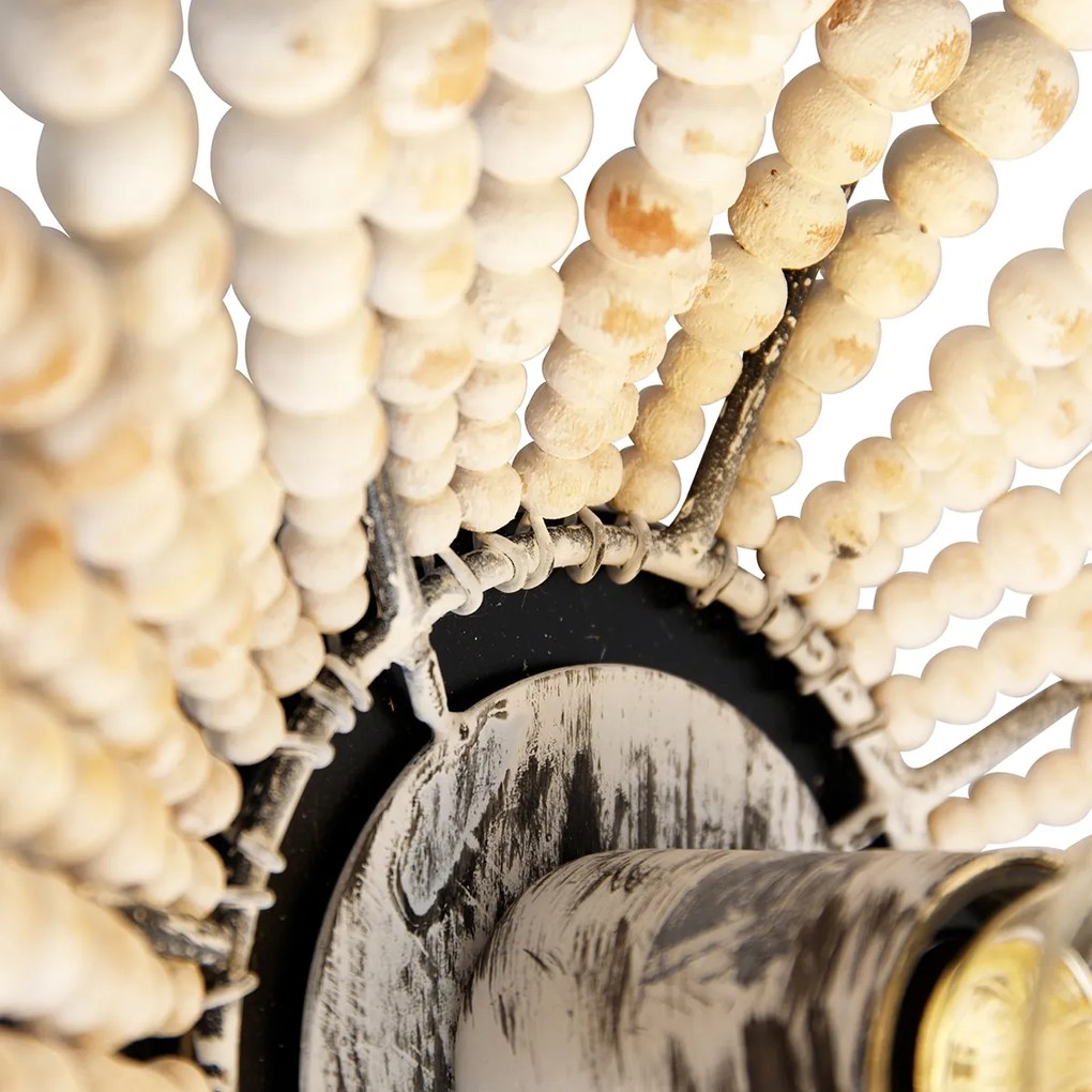 Orientalna lampa ścienna beżowa z koralikami - Moti