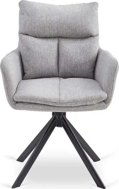 Zestaw Stół Prostokątny Rozkładany HAMPTON 160-240 cm Dąb/Czarny i 4 Krzesła PAUL Szare